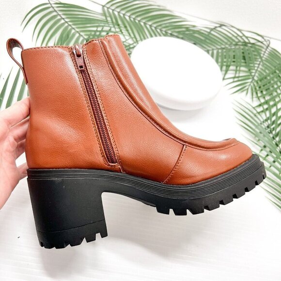 SO Women's Chelsea Side Zip Chunky Heeled Ankle Boots Size 7.5 Brown NWB - Picture 8 of 12